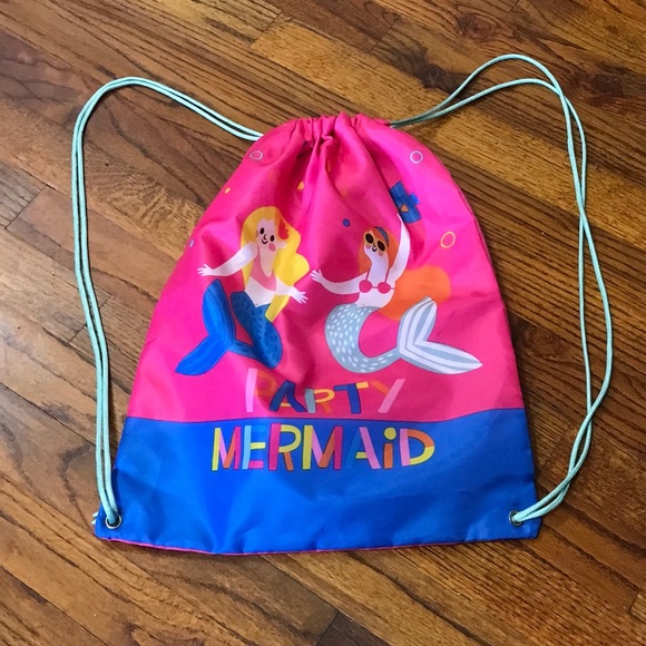Party Mermaid Draw String Backpack Bag Tote Sack Carryall Toddlers Little Girls - Picture 15 of 16